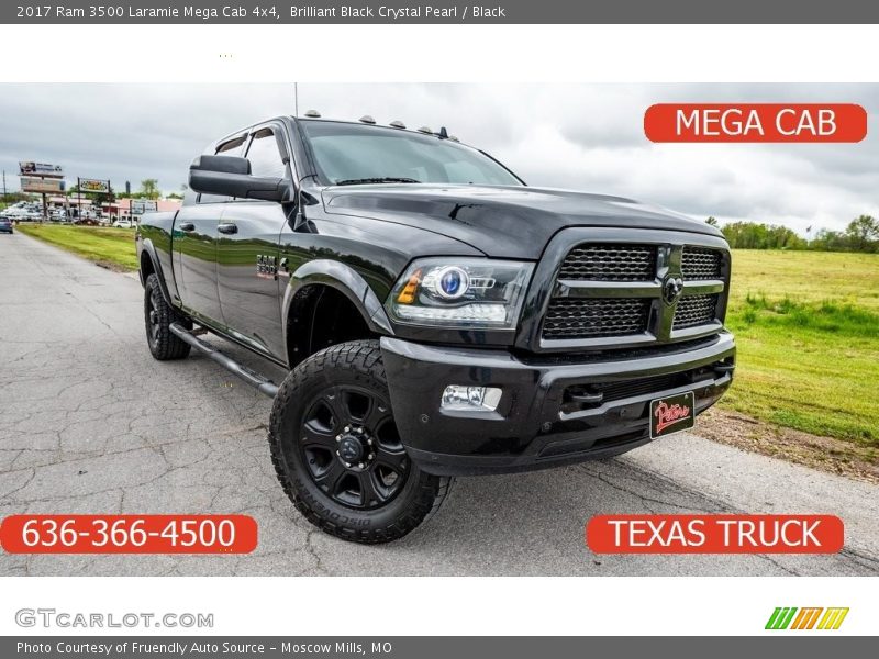 Brilliant Black Crystal Pearl / Black 2017 Ram 3500 Laramie Mega Cab 4x4