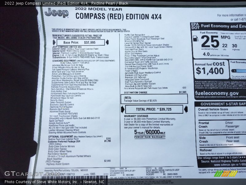  2022 Compass Limited (Red) Edition 4x4 Window Sticker