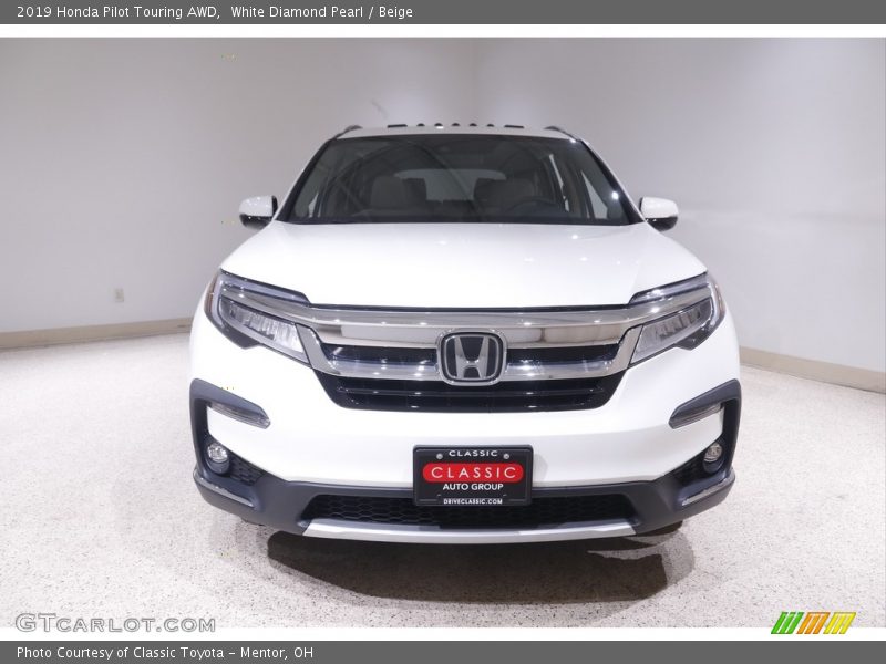 White Diamond Pearl / Beige 2019 Honda Pilot Touring AWD
