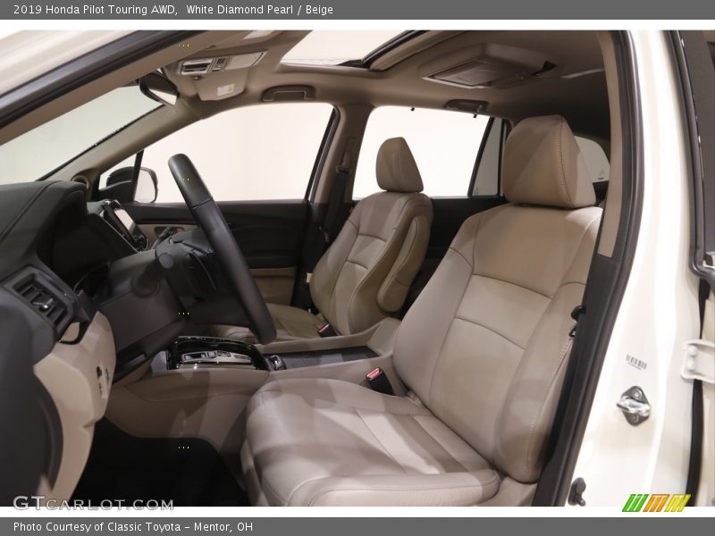 White Diamond Pearl / Beige 2019 Honda Pilot Touring AWD