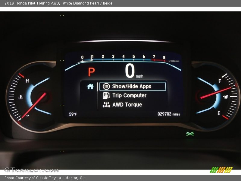 White Diamond Pearl / Beige 2019 Honda Pilot Touring AWD