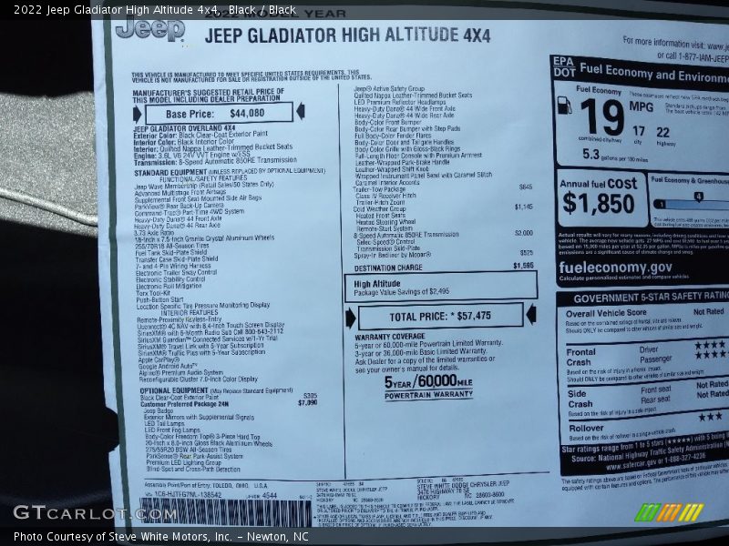 Black / Black 2022 Jeep Gladiator High Altitude 4x4