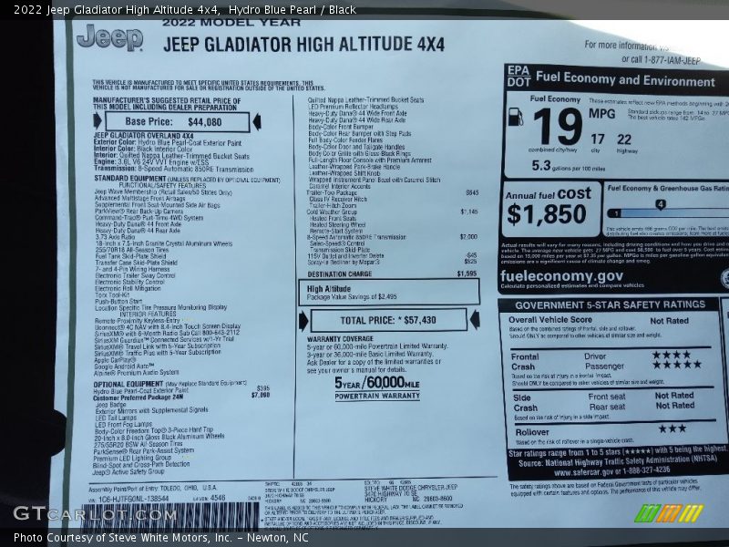 Hydro Blue Pearl / Black 2022 Jeep Gladiator High Altitude 4x4