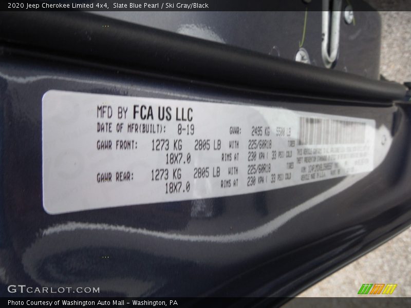 Slate Blue Pearl / Ski Gray/Black 2020 Jeep Cherokee Limited 4x4