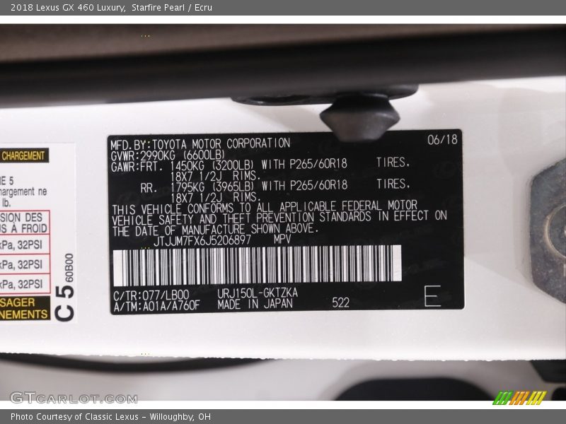 Starfire Pearl / Ecru 2018 Lexus GX 460 Luxury