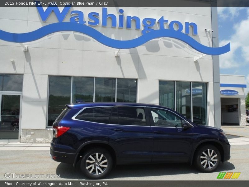 Obsidian Blue Pearl / Gray 2019 Honda Pilot EX-L AWD