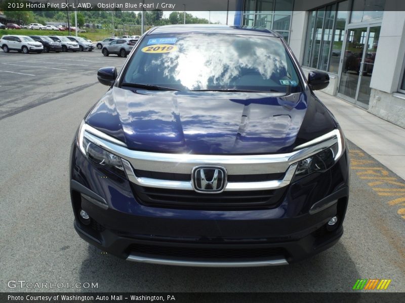 Obsidian Blue Pearl / Gray 2019 Honda Pilot EX-L AWD