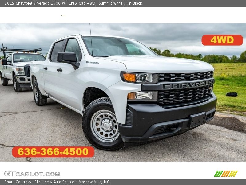 Summit White / Jet Black 2019 Chevrolet Silverado 1500 WT Crew Cab 4WD