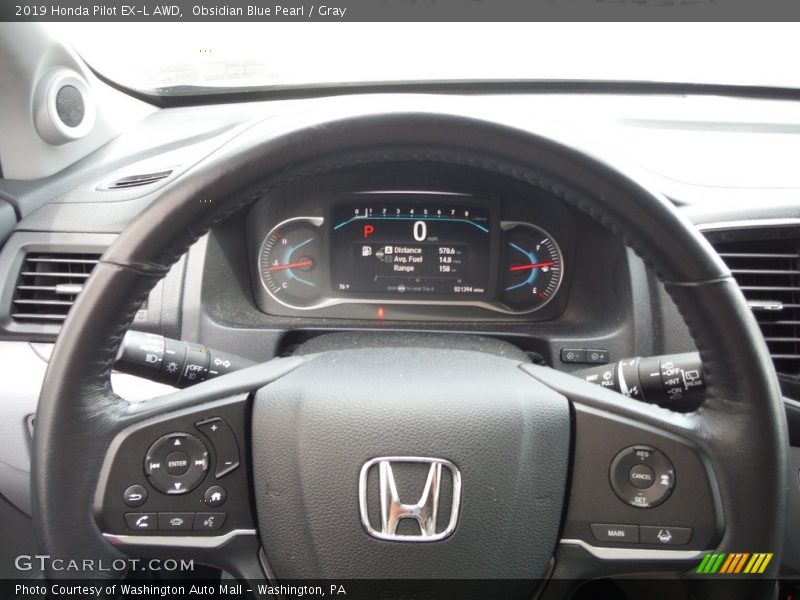Obsidian Blue Pearl / Gray 2019 Honda Pilot EX-L AWD