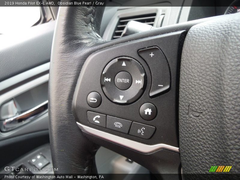 Obsidian Blue Pearl / Gray 2019 Honda Pilot EX-L AWD