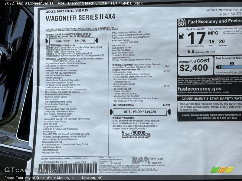  2022 Wagoneer Series II 4x4 Window Sticker