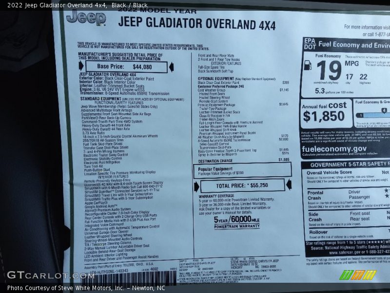 Black / Black 2022 Jeep Gladiator Overland 4x4