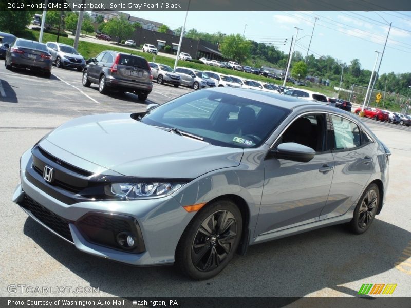 Sonic Gray Pearl / Black 2019 Honda Civic EX Hatchback