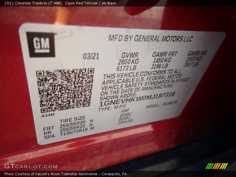 Cajun Red Tintcoat / Jet Black 2021 Chevrolet Traverse LT AWD