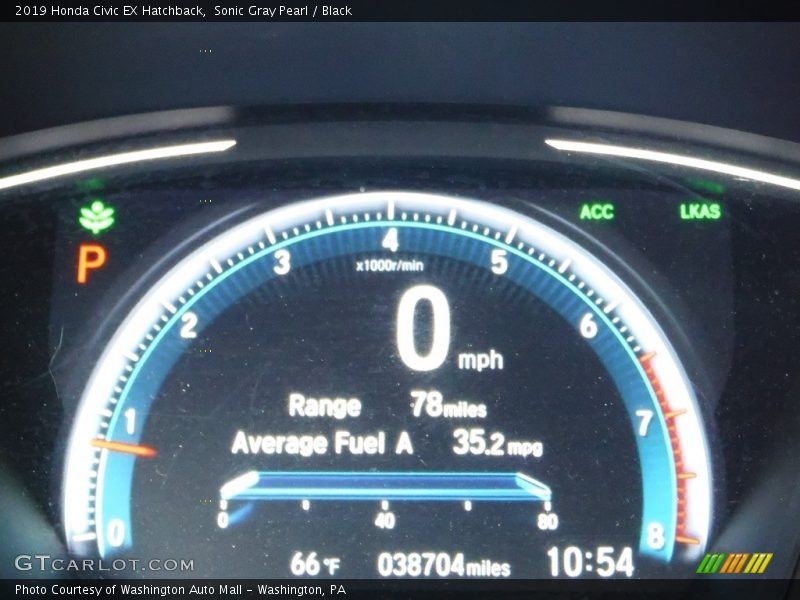 Sonic Gray Pearl / Black 2019 Honda Civic EX Hatchback