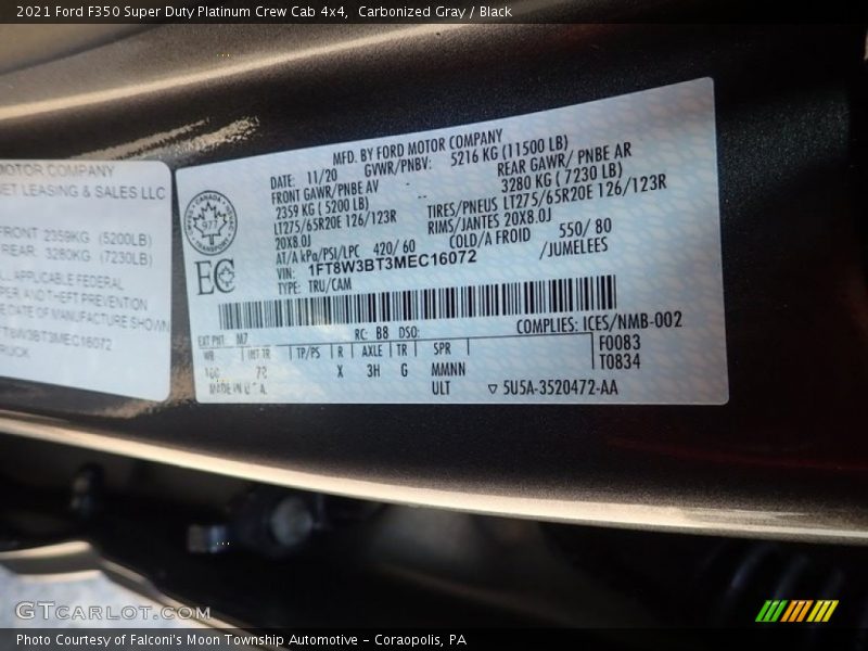 Carbonized Gray / Black 2021 Ford F350 Super Duty Platinum Crew Cab 4x4