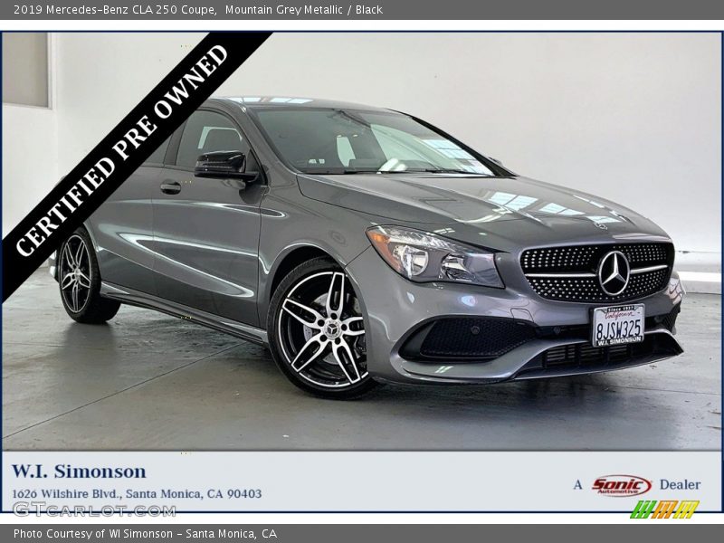 Mountain Grey Metallic / Black 2019 Mercedes-Benz CLA 250 Coupe