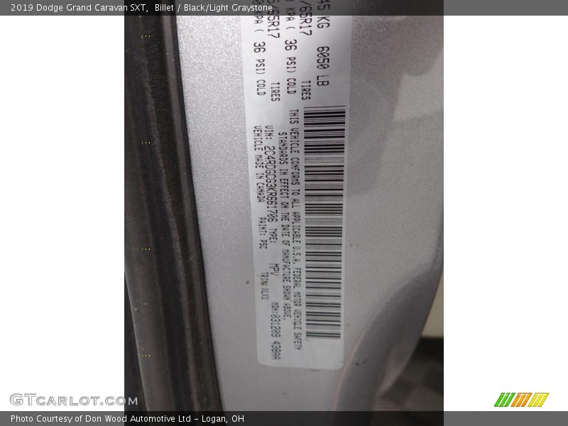 Billet / Black/Light Graystone 2019 Dodge Grand Caravan SXT