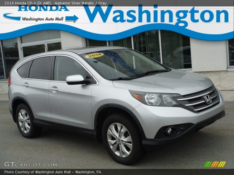 Alabaster Silver Metallic / Gray 2014 Honda CR-V EX AWD