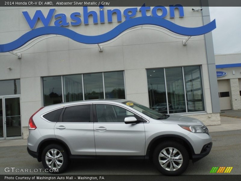 Alabaster Silver Metallic / Gray 2014 Honda CR-V EX AWD