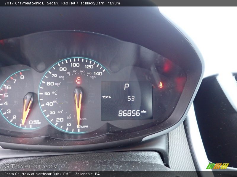 Red Hot / Jet Black/Dark Titanium 2017 Chevrolet Sonic LT Sedan