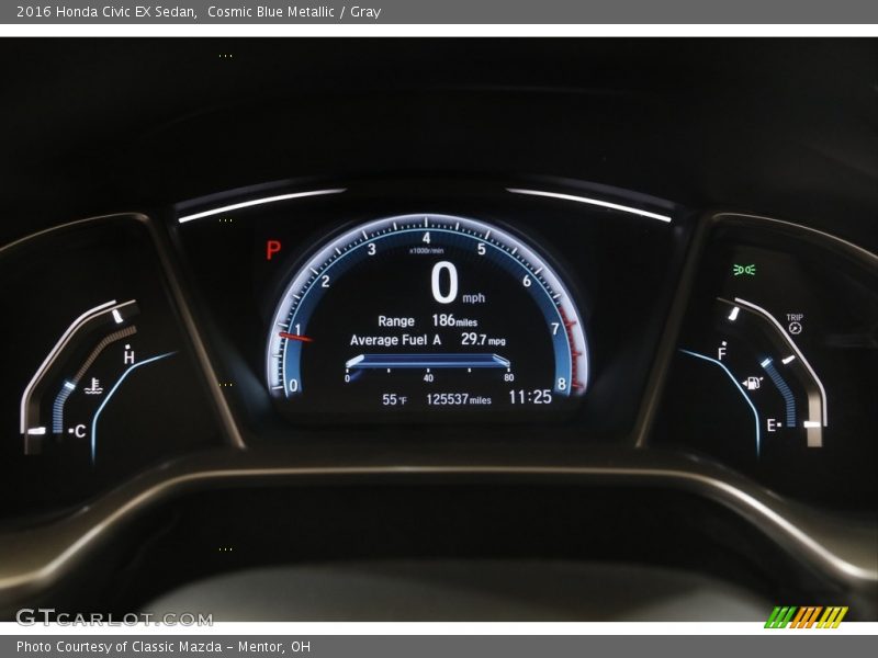 Cosmic Blue Metallic / Gray 2016 Honda Civic EX Sedan