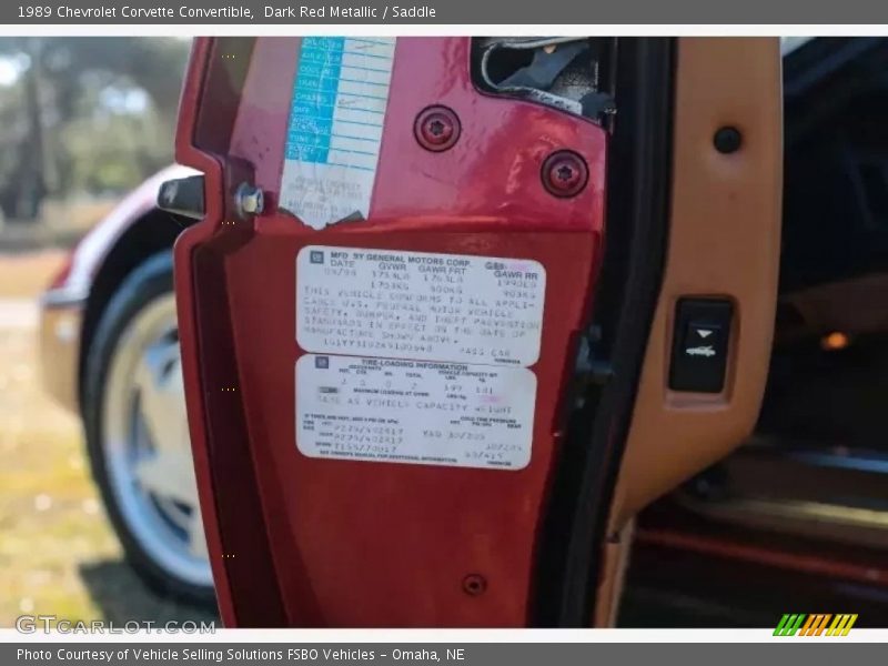 Dark Red Metallic / Saddle 1989 Chevrolet Corvette Convertible
