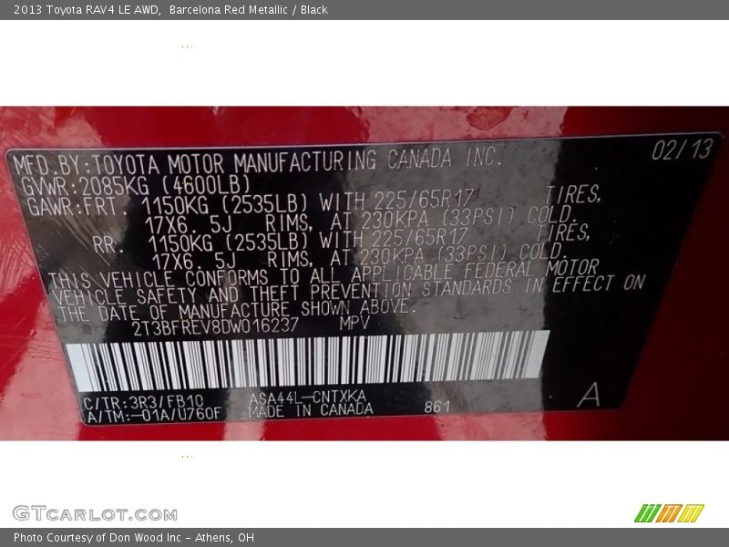 Barcelona Red Metallic / Black 2013 Toyota RAV4 LE AWD