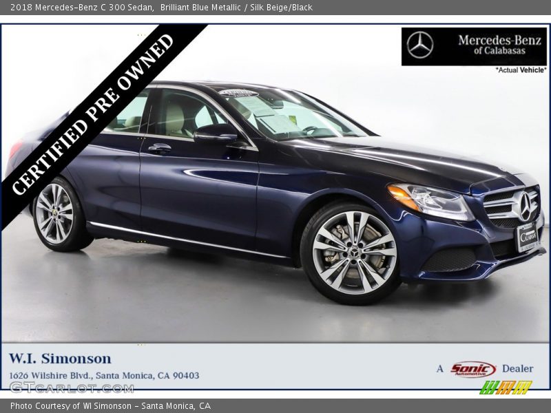 Brilliant Blue Metallic / Silk Beige/Black 2018 Mercedes-Benz C 300 Sedan