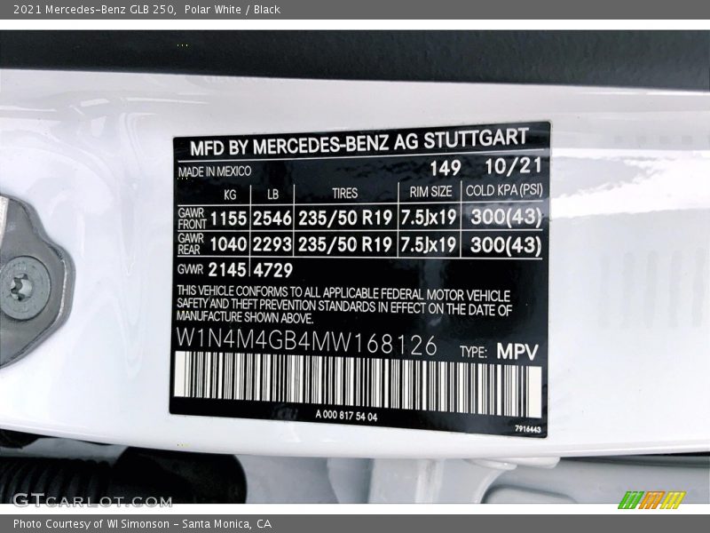 Polar White / Black 2021 Mercedes-Benz GLB 250