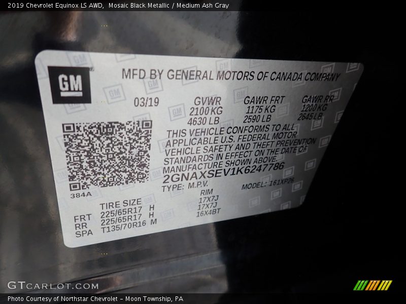 Mosaic Black Metallic / Medium Ash Gray 2019 Chevrolet Equinox LS AWD