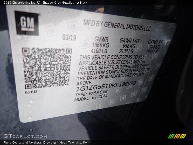 Shadow Gray Metallic / Jet Black 2019 Chevrolet Malibu RS