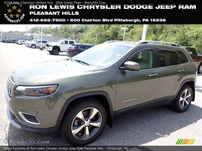 Olive Green Pearl / Black/Ski Grey 2019 Jeep Cherokee Limited 4x4