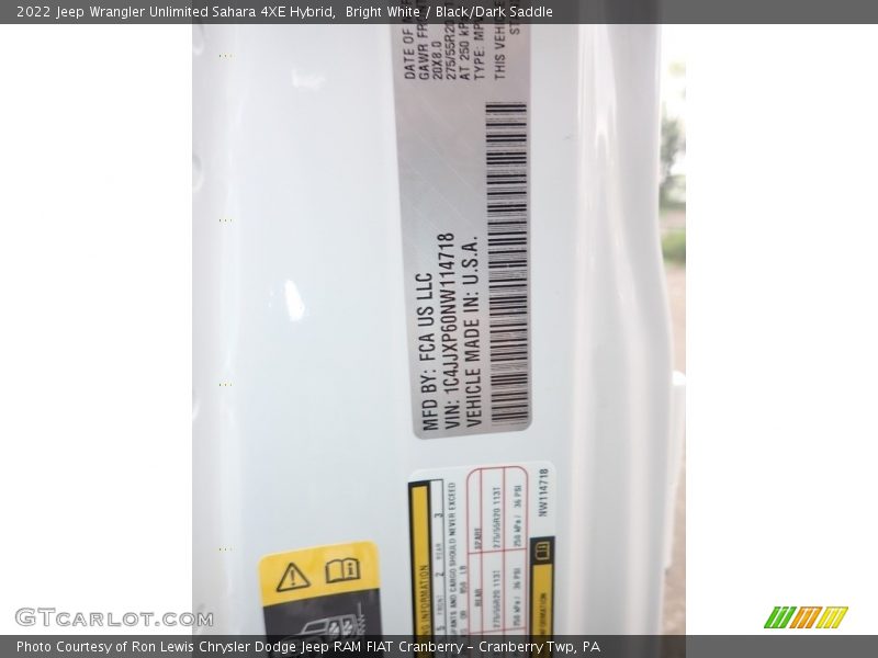 Bright White / Black/Dark Saddle 2022 Jeep Wrangler Unlimited Sahara 4XE Hybrid