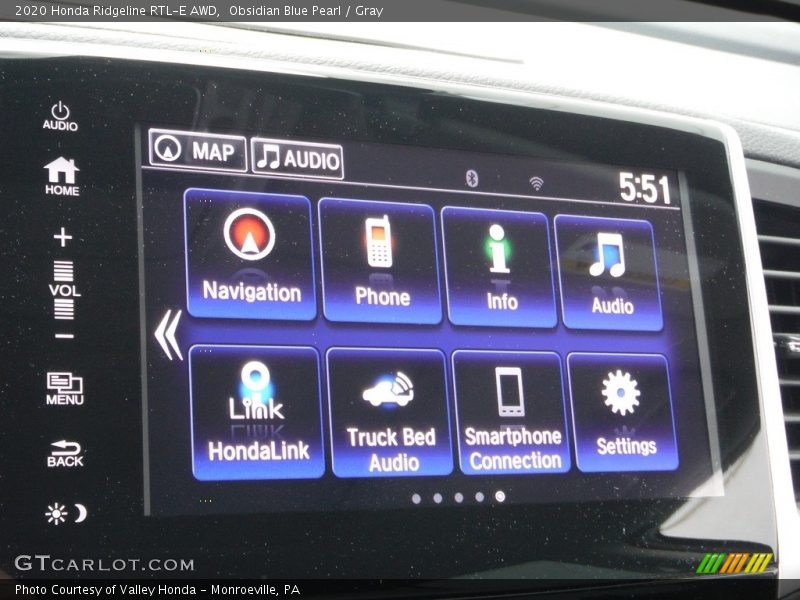 Obsidian Blue Pearl / Gray 2020 Honda Ridgeline RTL-E AWD