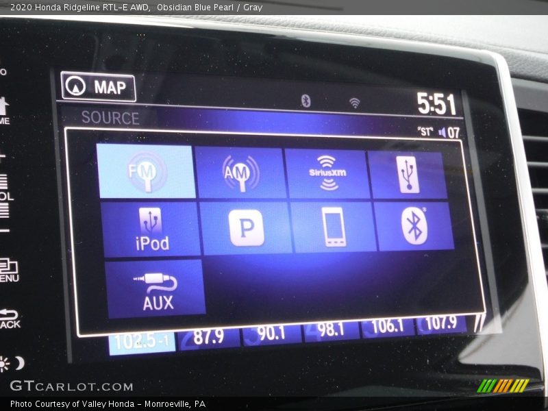Obsidian Blue Pearl / Gray 2020 Honda Ridgeline RTL-E AWD