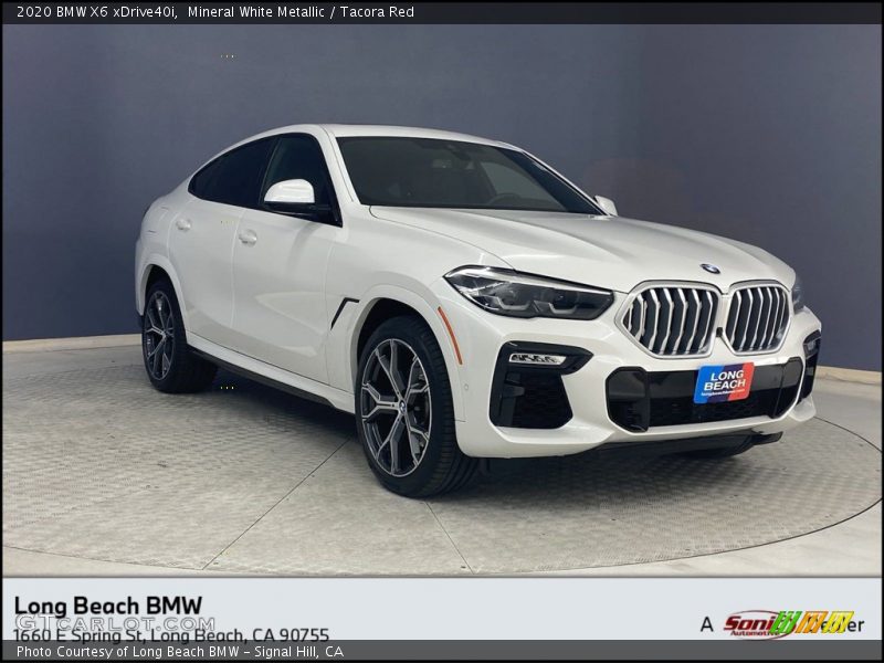 Mineral White Metallic / Tacora Red 2020 BMW X6 xDrive40i