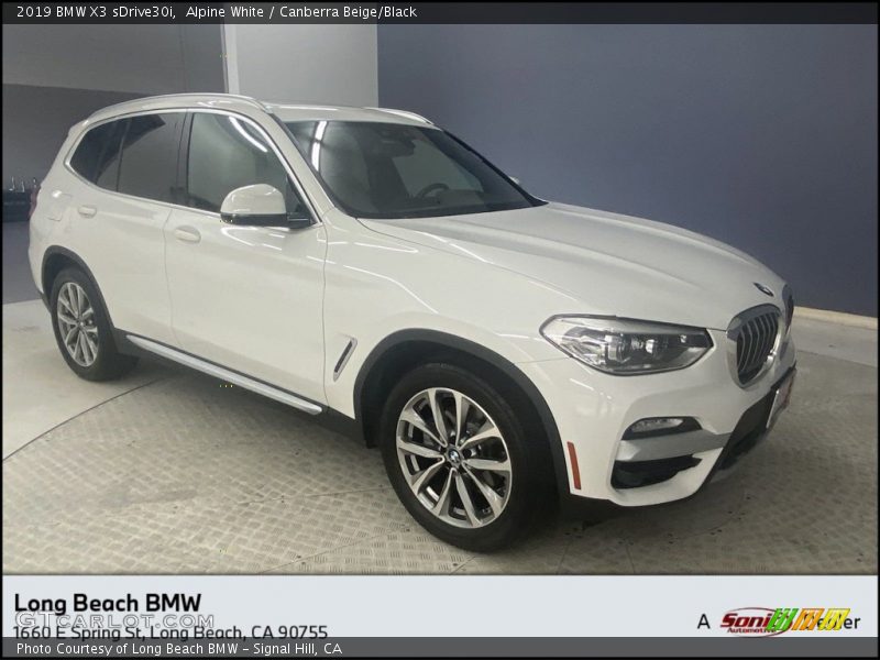 Alpine White / Canberra Beige/Black 2019 BMW X3 sDrive30i