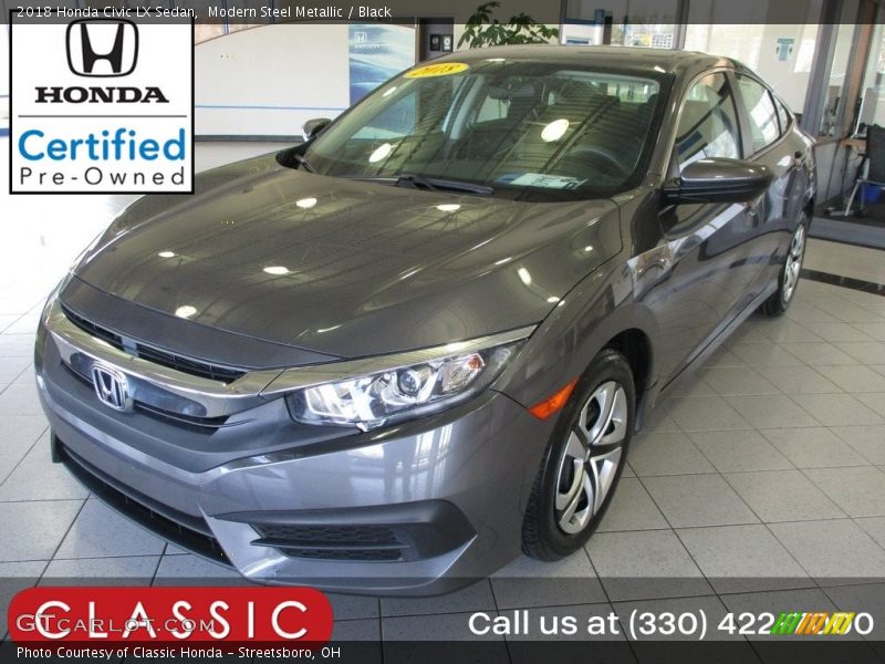 Modern Steel Metallic / Black 2018 Honda Civic LX Sedan