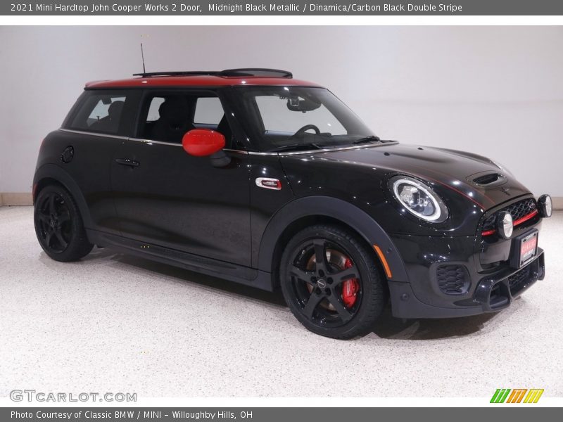Midnight Black Metallic / Dinamica/Carbon Black Double Stripe 2021 Mini Hardtop John Cooper Works 2 Door