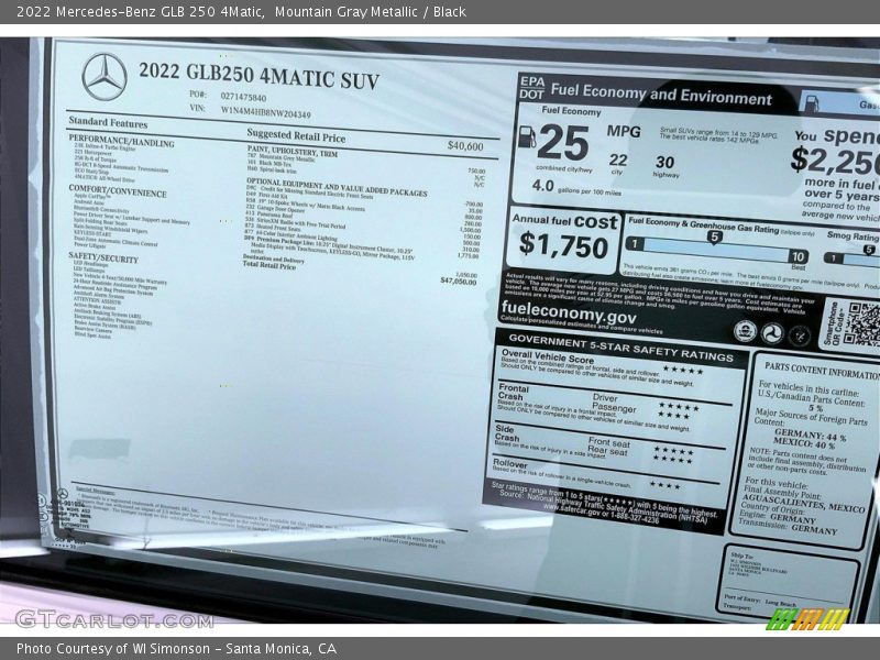 Mountain Gray Metallic / Black 2022 Mercedes-Benz GLB 250 4Matic