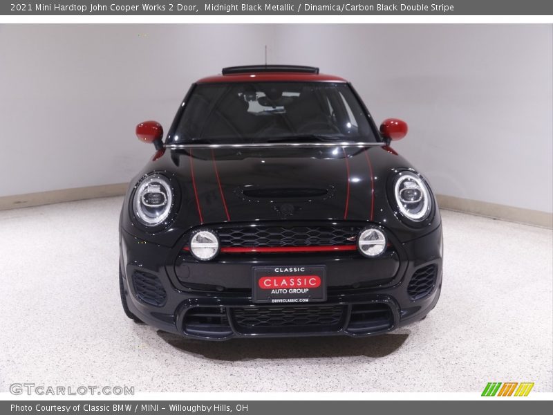 Midnight Black Metallic / Dinamica/Carbon Black Double Stripe 2021 Mini Hardtop John Cooper Works 2 Door