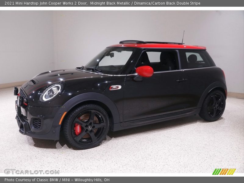 Midnight Black Metallic / Dinamica/Carbon Black Double Stripe 2021 Mini Hardtop John Cooper Works 2 Door