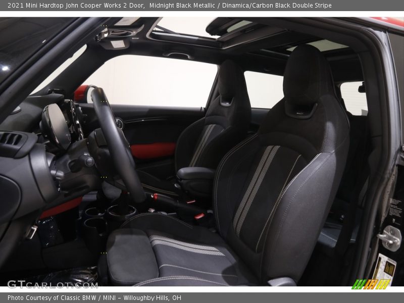 Midnight Black Metallic / Dinamica/Carbon Black Double Stripe 2021 Mini Hardtop John Cooper Works 2 Door