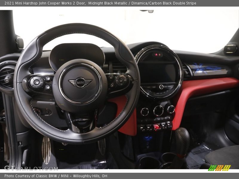 Midnight Black Metallic / Dinamica/Carbon Black Double Stripe 2021 Mini Hardtop John Cooper Works 2 Door