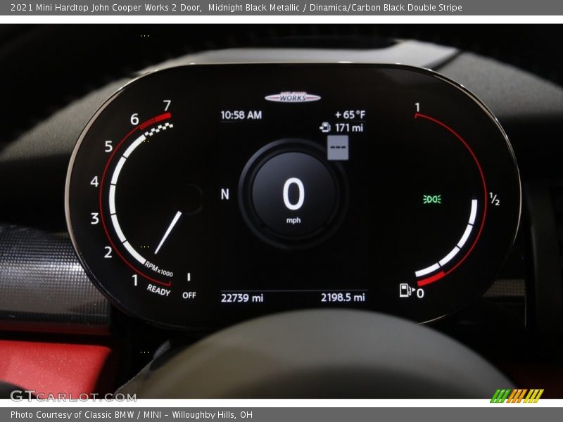 Midnight Black Metallic / Dinamica/Carbon Black Double Stripe 2021 Mini Hardtop John Cooper Works 2 Door