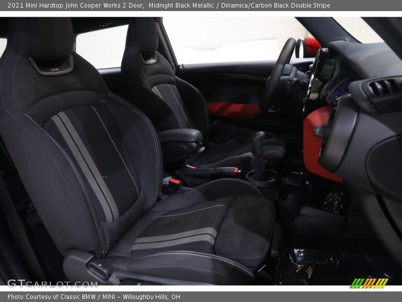 Midnight Black Metallic / Dinamica/Carbon Black Double Stripe 2021 Mini Hardtop John Cooper Works 2 Door