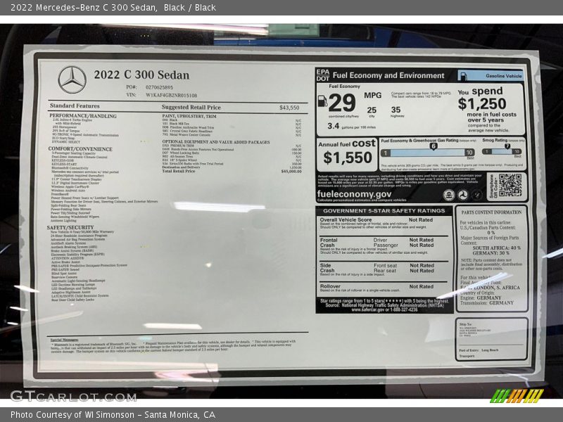 Black / Black 2022 Mercedes-Benz C 300 Sedan