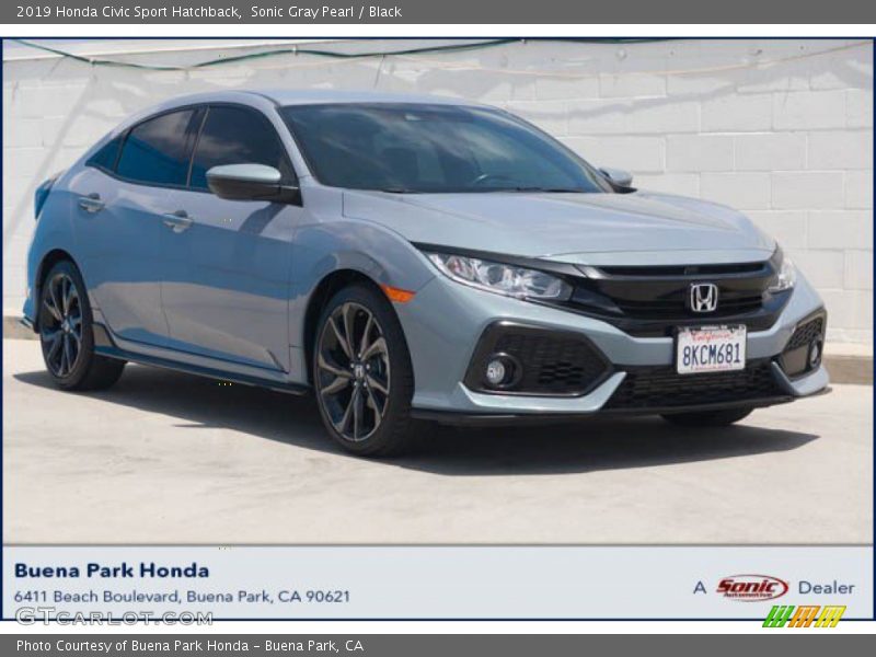 Sonic Gray Pearl / Black 2019 Honda Civic Sport Hatchback