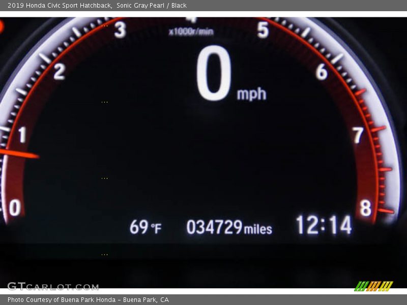 Sonic Gray Pearl / Black 2019 Honda Civic Sport Hatchback
